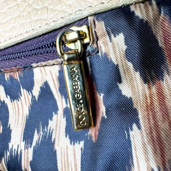 Dolce and Gabbana Tote Black Nylon Tan Leather Leopard Lining Rare Vintage - Picture 11 of 15